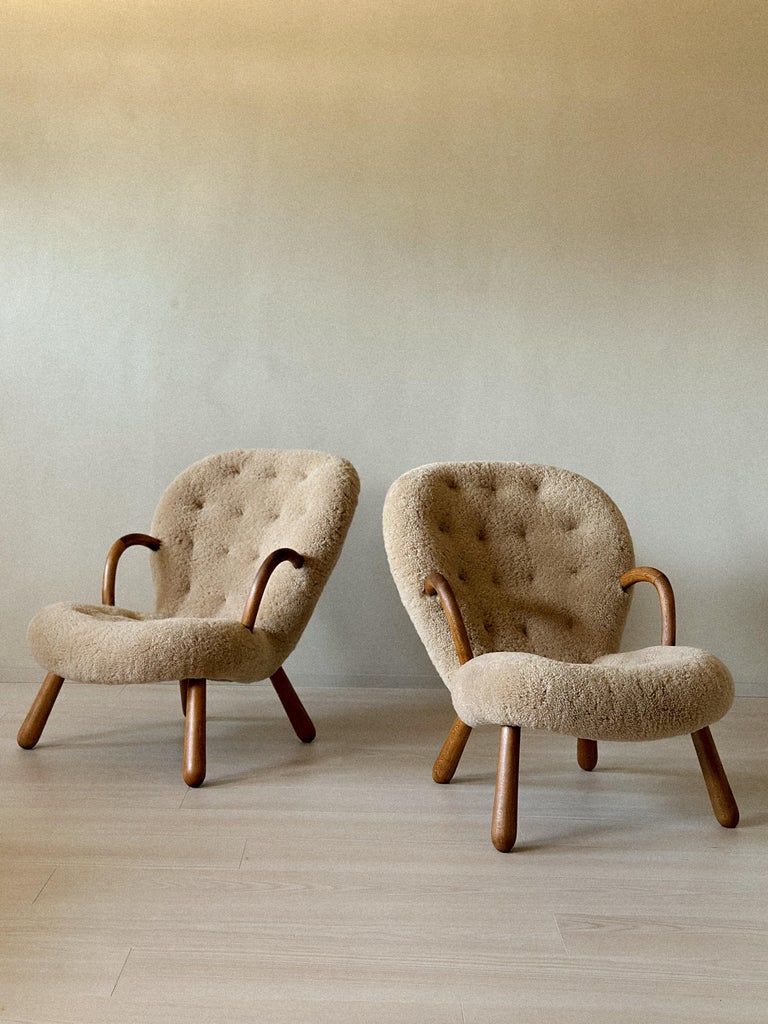 Pair of mid-century lounge chairs with organic form