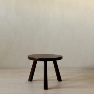Round French oak side table, 1970s