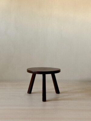 Round French oak side table, 1970s