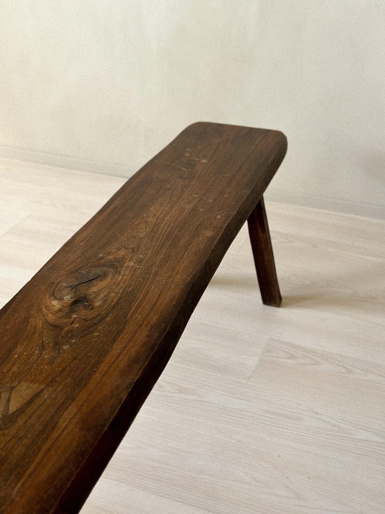Organic-shaped French bench in solid oak