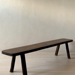 Brutalist oak bench with organic form, France, 1960s