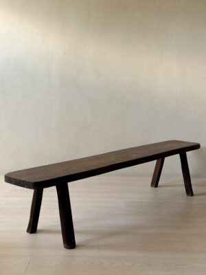 Brutalist oak bench with organic form, France, 1960s