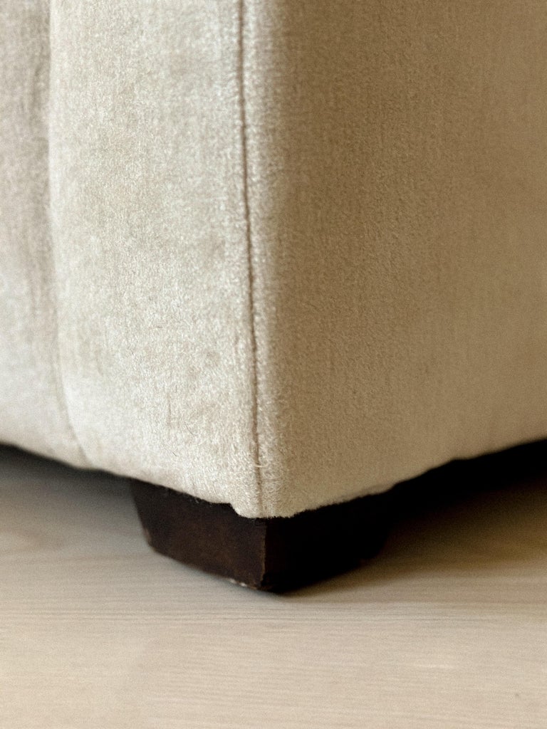 Wooden block foot detail on vintage Danish chair