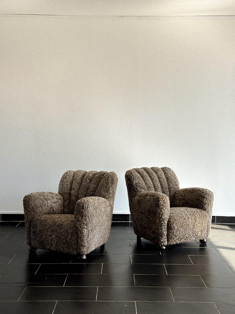 Mid-century Danish Design chairs in sheepskin