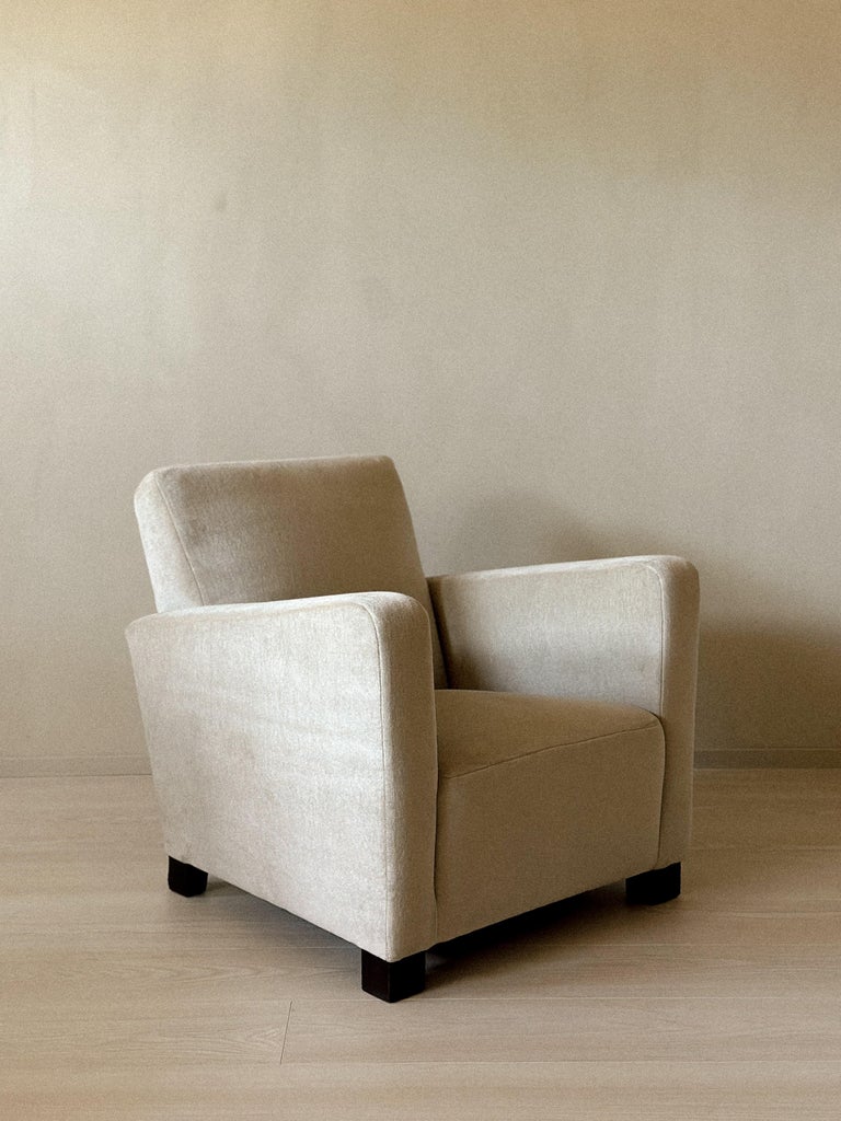 Art Deco Danish club chair in neutral fabric, 1940s