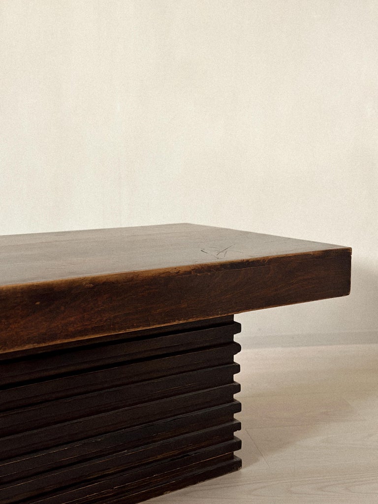 Spanish coffee table with low rectangular profile