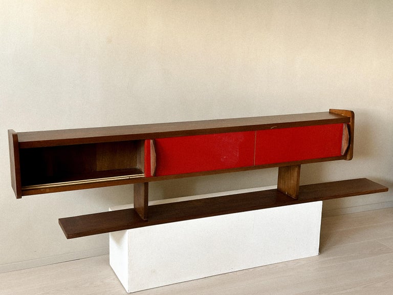 Vintage French storage shelf with modernist lines