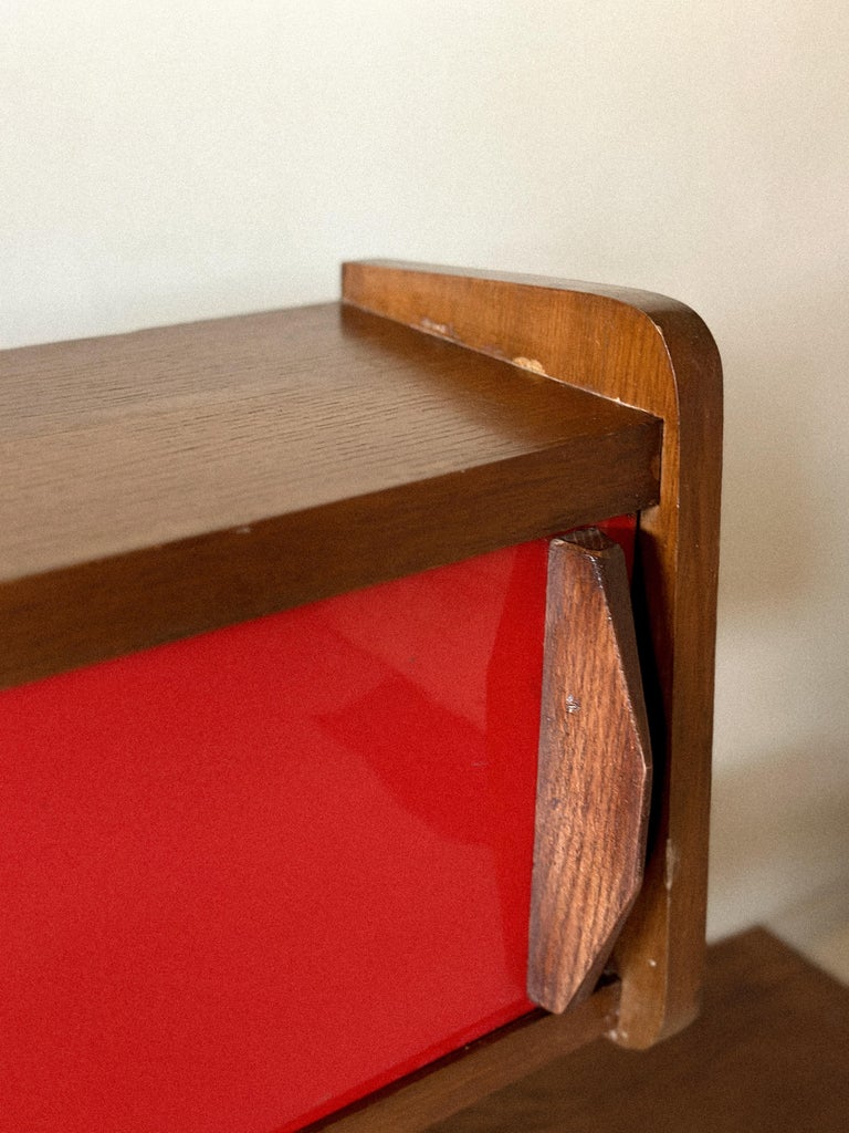 Vintage wall-mounted French cabinet with modernist appeal