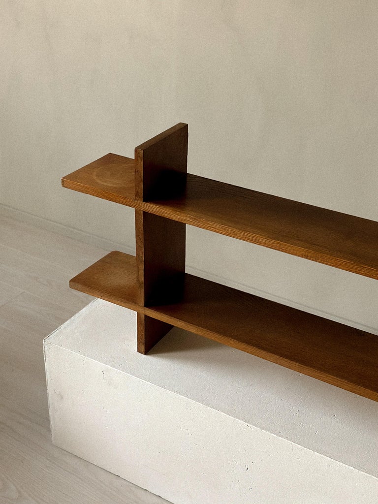 Vintage French wall shelf in oak, 1950s