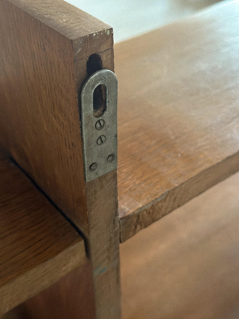 Vintage oak shelf with patina, French Reconstruction Era