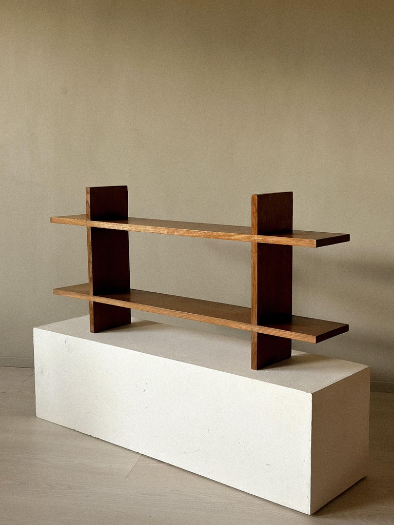 Side profile of oak wall shelf, France, 1950s