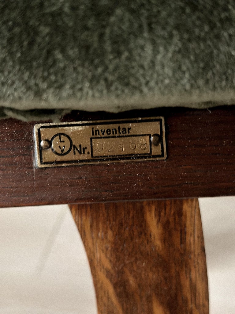 A Pair of Art Deco Armchairs in Oak and Olive Green Velvet, Norway 1930s - Image 13