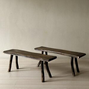 A Pair of Brutalist Wabi Sabi Benches, France, circa 1960s