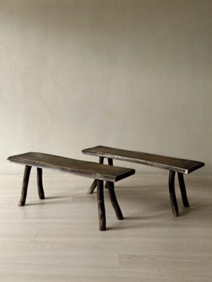 A Pair of Brutalist Wabi Sabi Benches, France, circa 1960s
