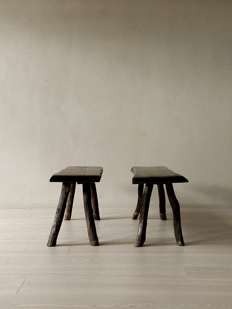A Pair of Brutalist Wabi Sabi Benches, France, circa 1960s - Image 3