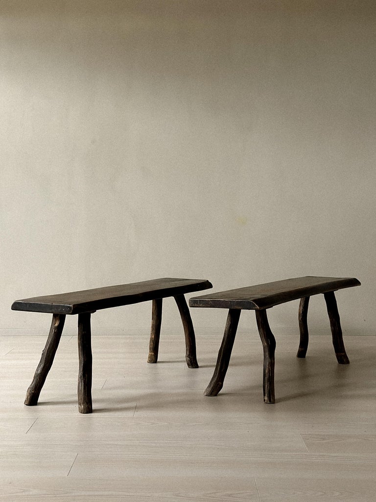 A Pair of Brutalist Wabi Sabi Benches, France, circa 1960s - Image 2