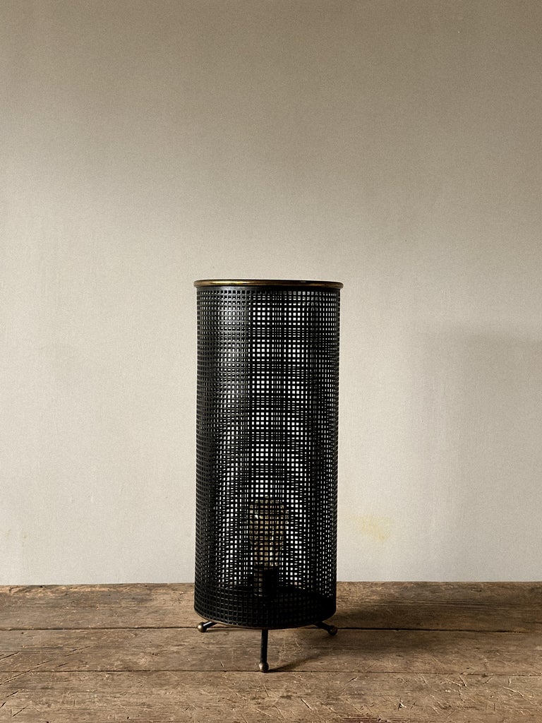 French Industrial Table Lamp, in the manner of Mathieu Matégot, France, c 1950s