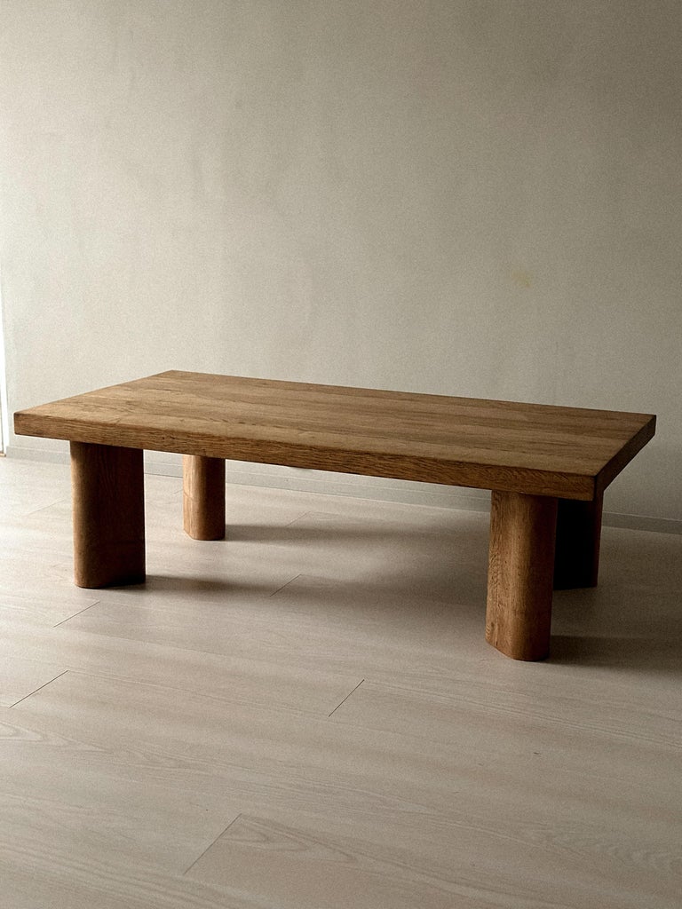 Massive Oak Coffee Table, in the Style of Charlotte Perriand, Denmark, c. 1960s - Image 8