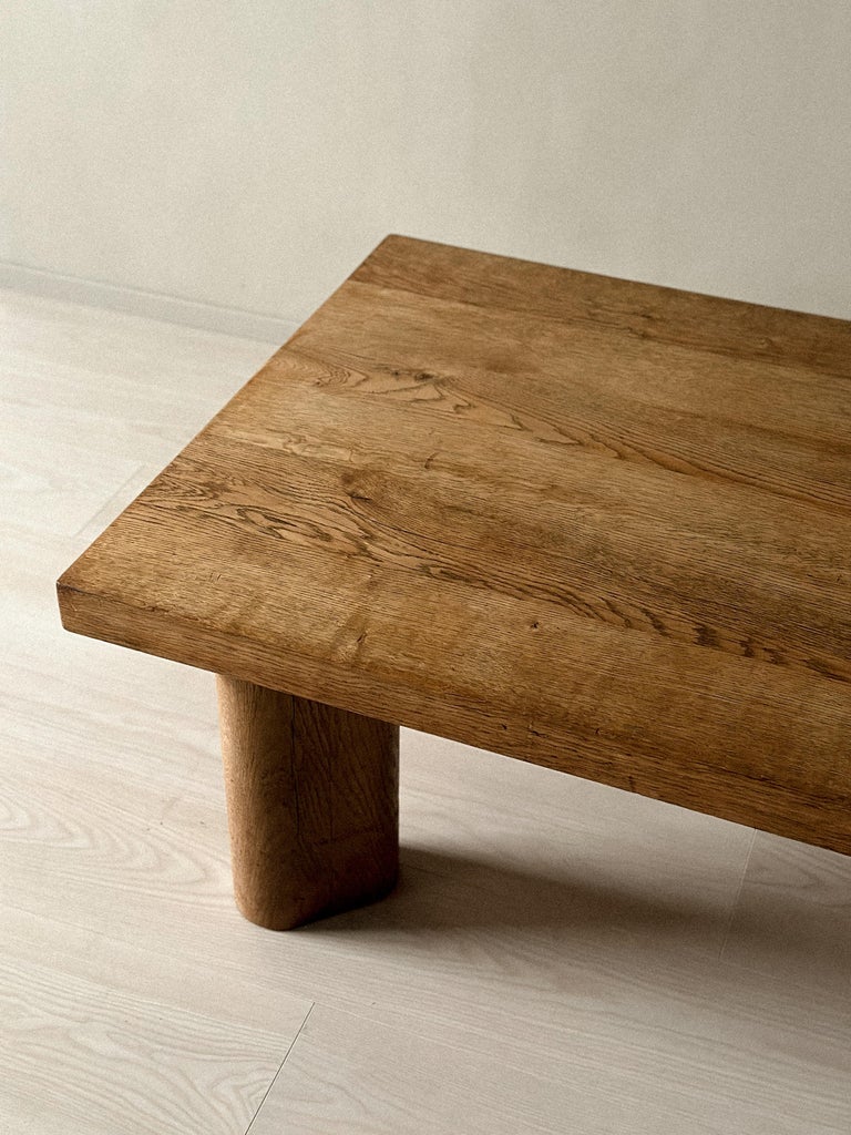 Massive Oak Coffee Table, in the Style of Charlotte Perriand, Denmark, c. 1960s - Image 6