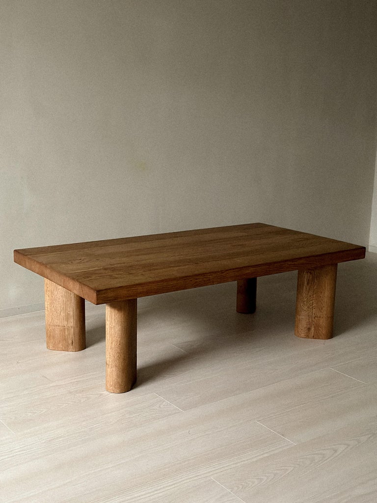 Massive Oak Coffee Table, in the Style of Charlotte Perriand, Denmark, c. 1960s - Image 5