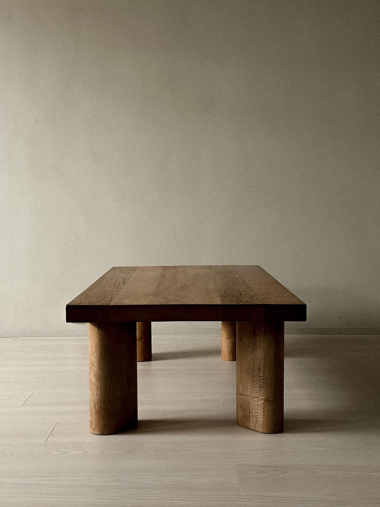 Massive Oak Coffee Table, in the Style of Charlotte Perriand, Denmark, c. 1960s - Image 4