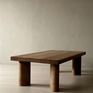 Massive Oak Coffee Table, in the Style of Charlotte Perriand, Denmark, c. 1960s