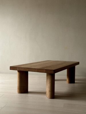 Massive Oak Coffee Table, in the Style of Charlotte Perriand, Denmark, c. 1960s