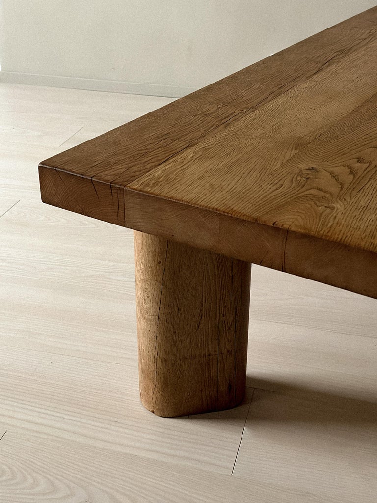 Massive Oak Coffee Table, in the Style of Charlotte Perriand, Denmark, c. 1960s - Image 3