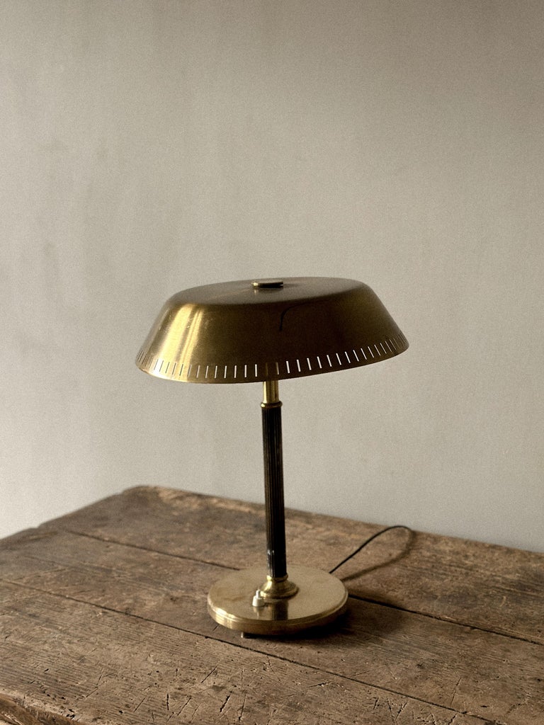 Mid-Century Scandinavian Table Lamp in Brass, 1950s - Image 7