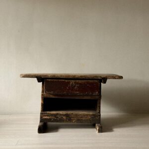 Primitive Pine Console Table with Drawer, Scandinavian Wabi Sabi, c. 1800s