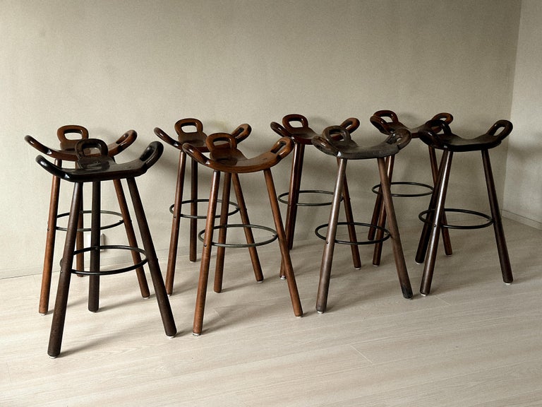 Set of 8 Brutalist Bar Stools, Europe, circa 1970s - Image 15