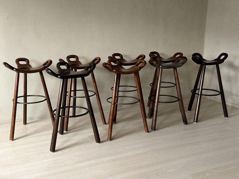 Set of 8 Brutalist Bar Stools, Europe, circa 1970s - Image 14