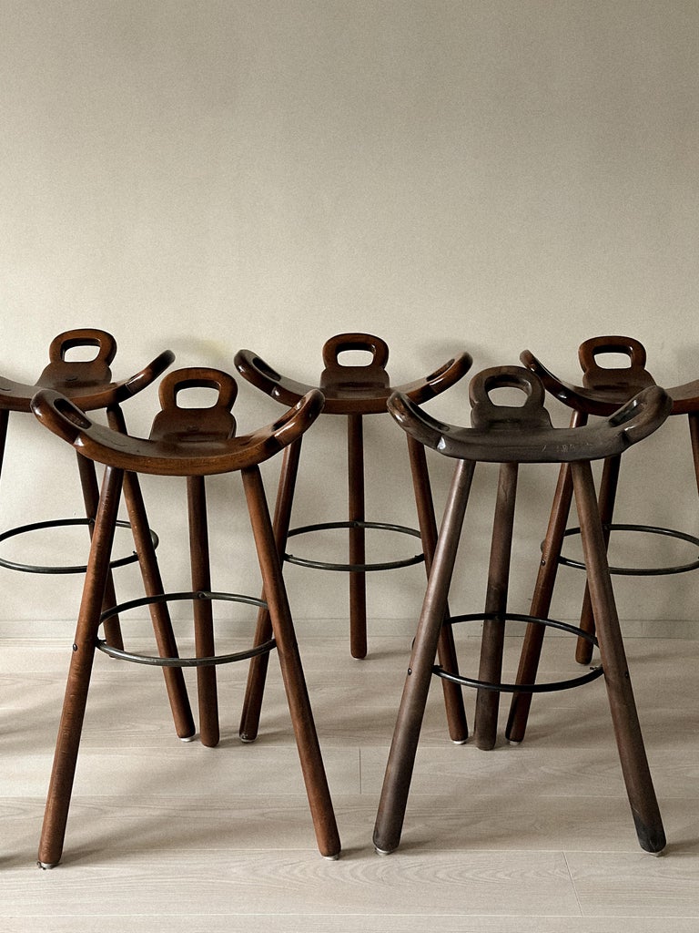 Set of 8 Brutalist Bar Stools, Europe, circa 1970s - Image 2
