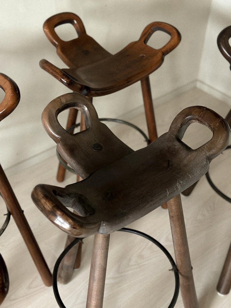 Set of 8 Brutalist Bar Stools, Europe, circa 1970s - Image 11