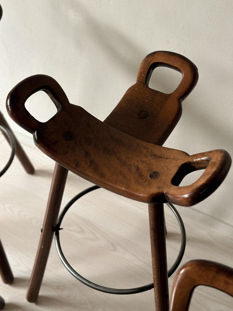 Set of 8 Brutalist Bar Stools, Europe, circa 1970s - Image 9