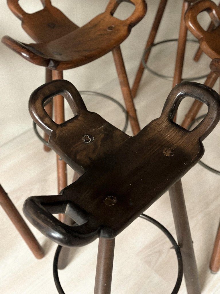 Set of 8 Brutalist Bar Stools, Europe, circa 1970s - Image 7