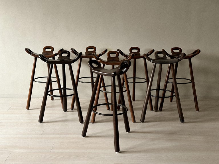 Set of 8 Brutalist Bar Stools, Europe, circa 1970s - Image 6