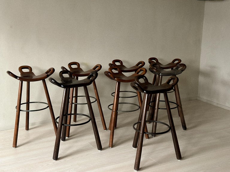 Set of 8 Brutalist Bar Stools, Europe, circa 1970s - Image 4