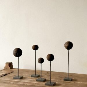 Set of Antique Cannonballs on Custom Stands, Wabi Sabi, Norway, c. 1800s