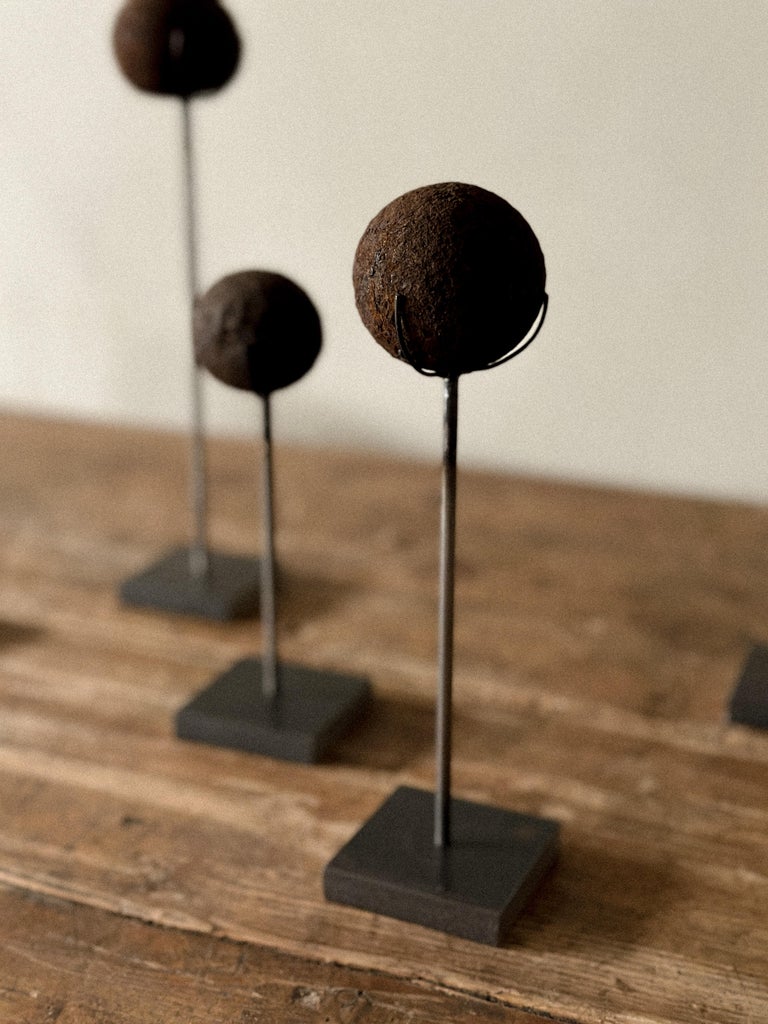 Set of Antique Cannonballs on Custom Stands, Wabi Sabi, Norway, c. 1800s - Image 7