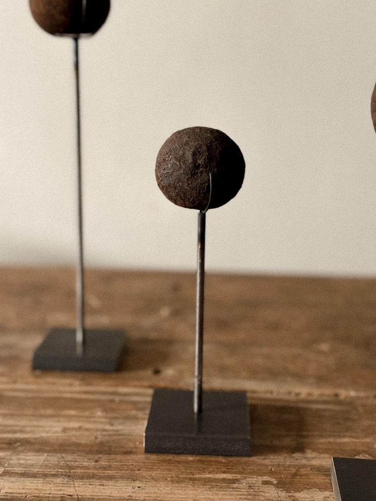 Set of Antique Cannonballs on Custom Stands, Wabi Sabi, Norway, c. 1800s - Image 5