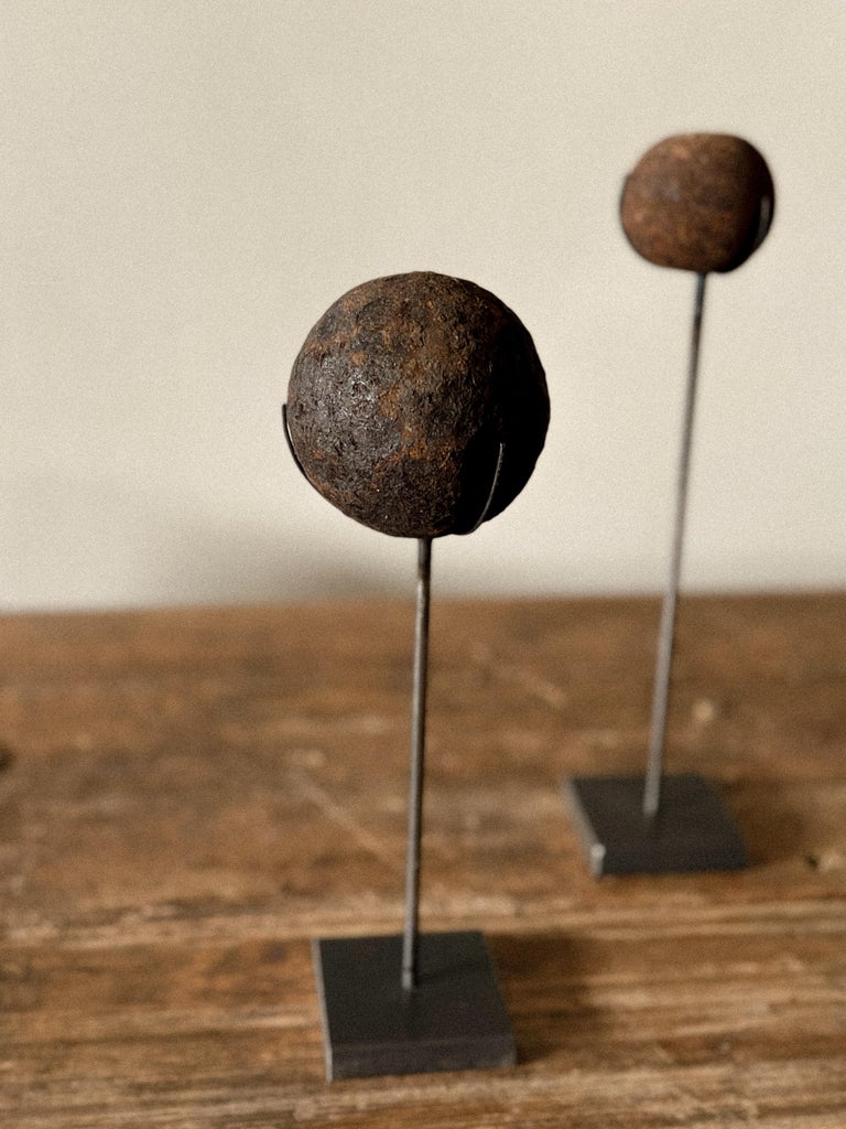 Set of Antique Cannonballs on Custom Stands, Wabi Sabi, Norway, c. 1800s - Image 3
