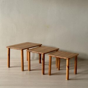Set of Three Norwegian Pine Side Tables, circa 1970s