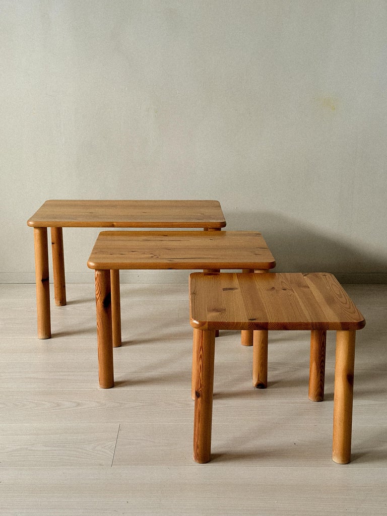 Set of Three Norwegian Pine Side Tables, circa 1970s - Image 7