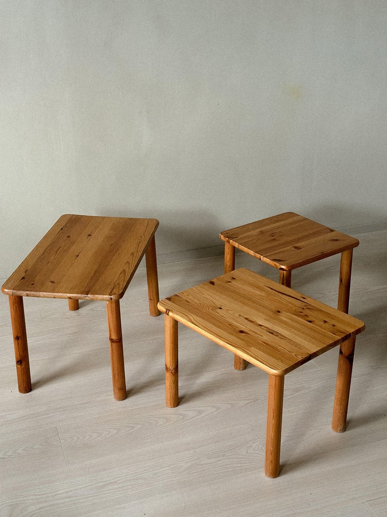 Set of Three Norwegian Pine Side Tables, circa 1970s - Image 2