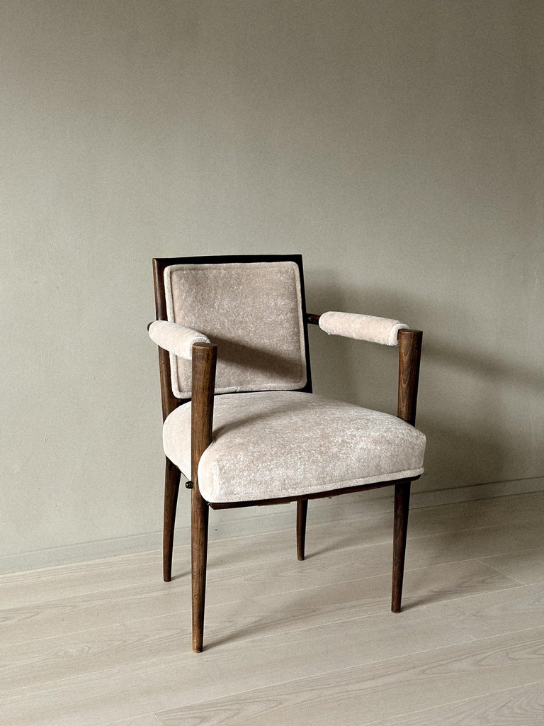 Vintage French Armchair, Oak Frame with Alpaca Upholstery, c. 1950 - Image 13