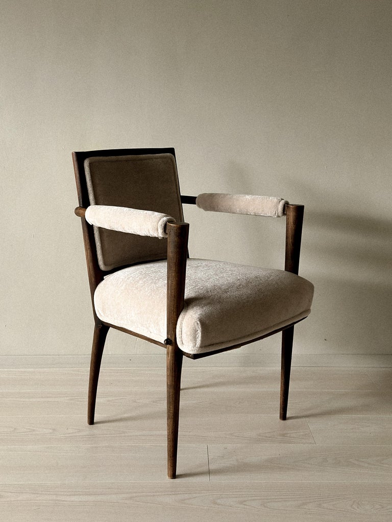 Vintage French Armchair, Oak Frame with Alpaca Upholstery, c. 1950 - Image 12