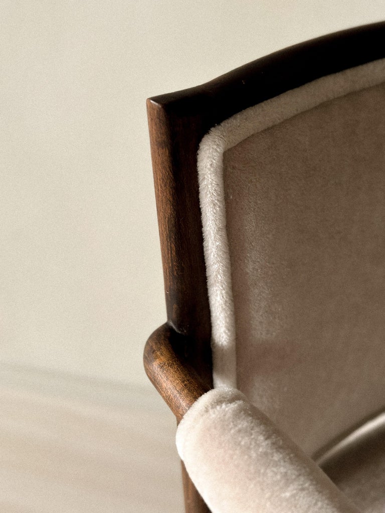 Vintage French Armchair, Oak Frame with Alpaca Upholstery, c. 1950 - Image 11