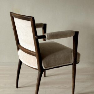 Vintage French Armchair, Oak Frame with Alpaca Upholstery, c. 1950