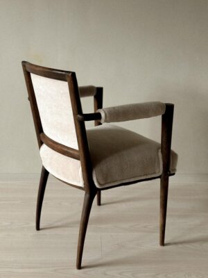 Vintage French Armchair, Oak Frame with Alpaca Upholstery, c. 1950